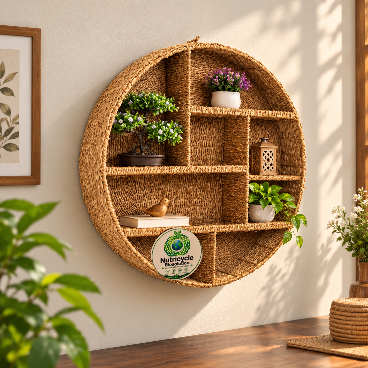 Natural Round Wall Shelf